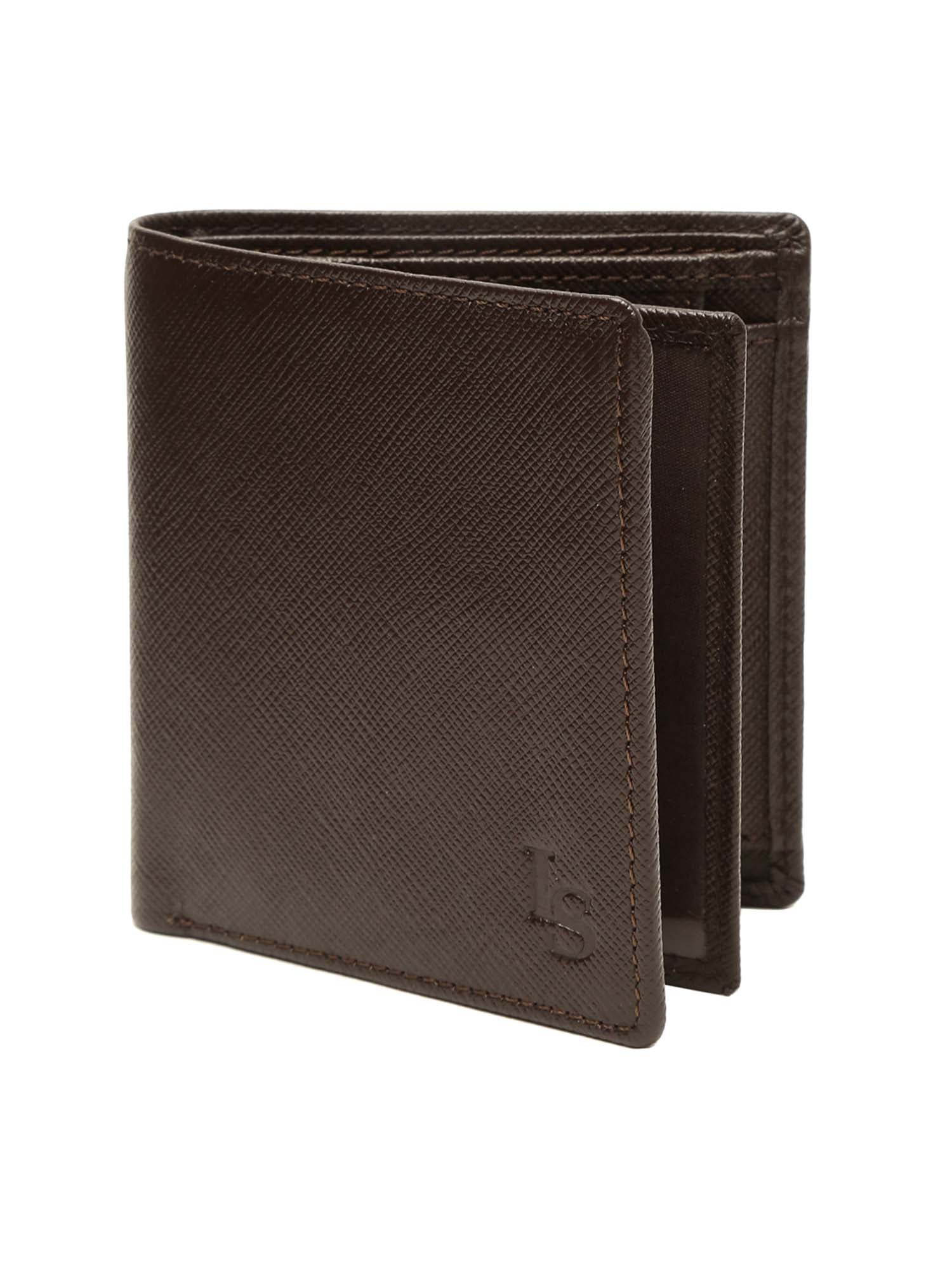 Brunnte Brown Italian Saffiano Leather RFID Wallet