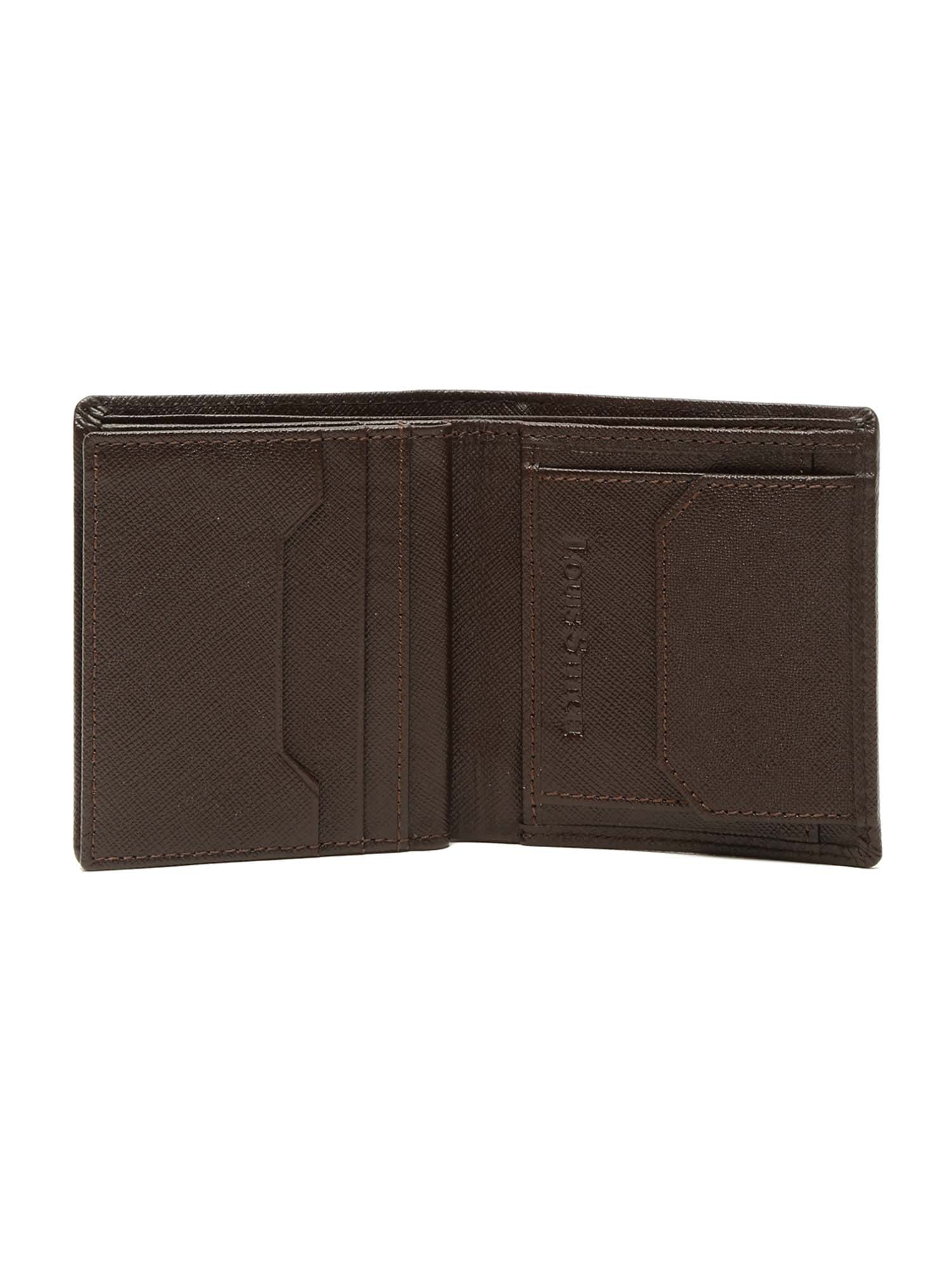 Brunnte Brown Italian Saffiano Leather RFID Wallet