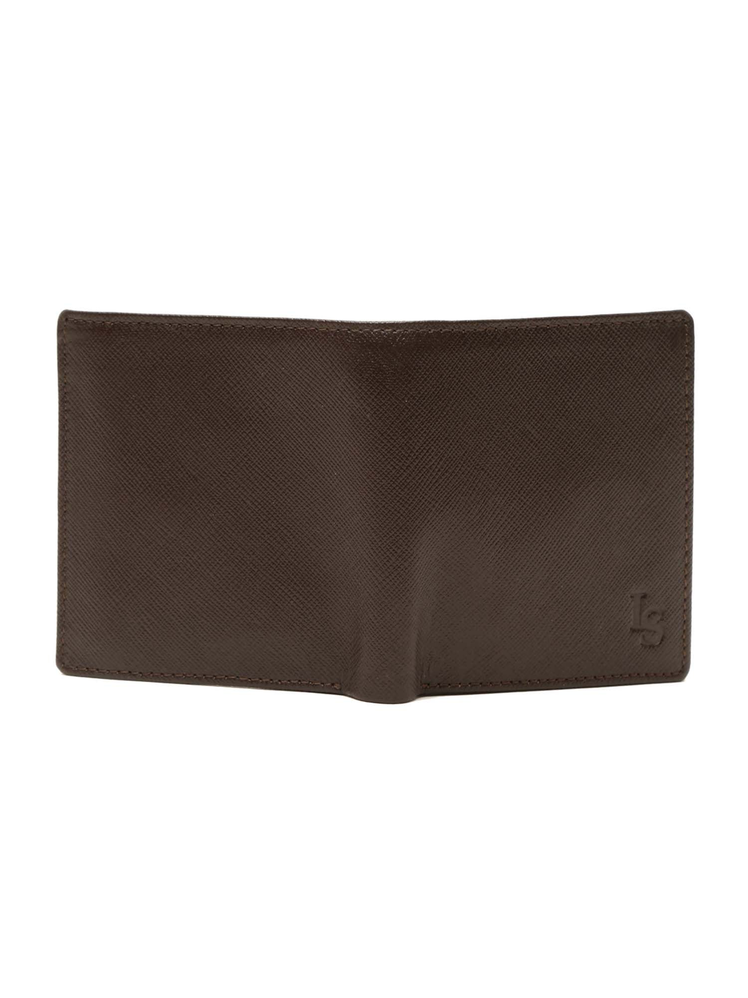 Brunnte Brown Italian Saffiano Leather RFID Wallet