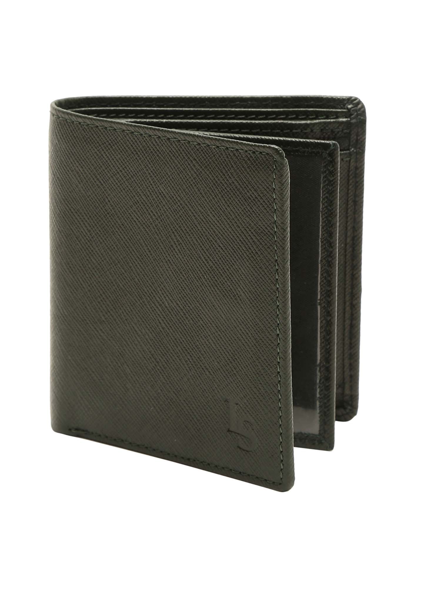 Seaweed Green Italian Saffiano Leather RFID Wallet