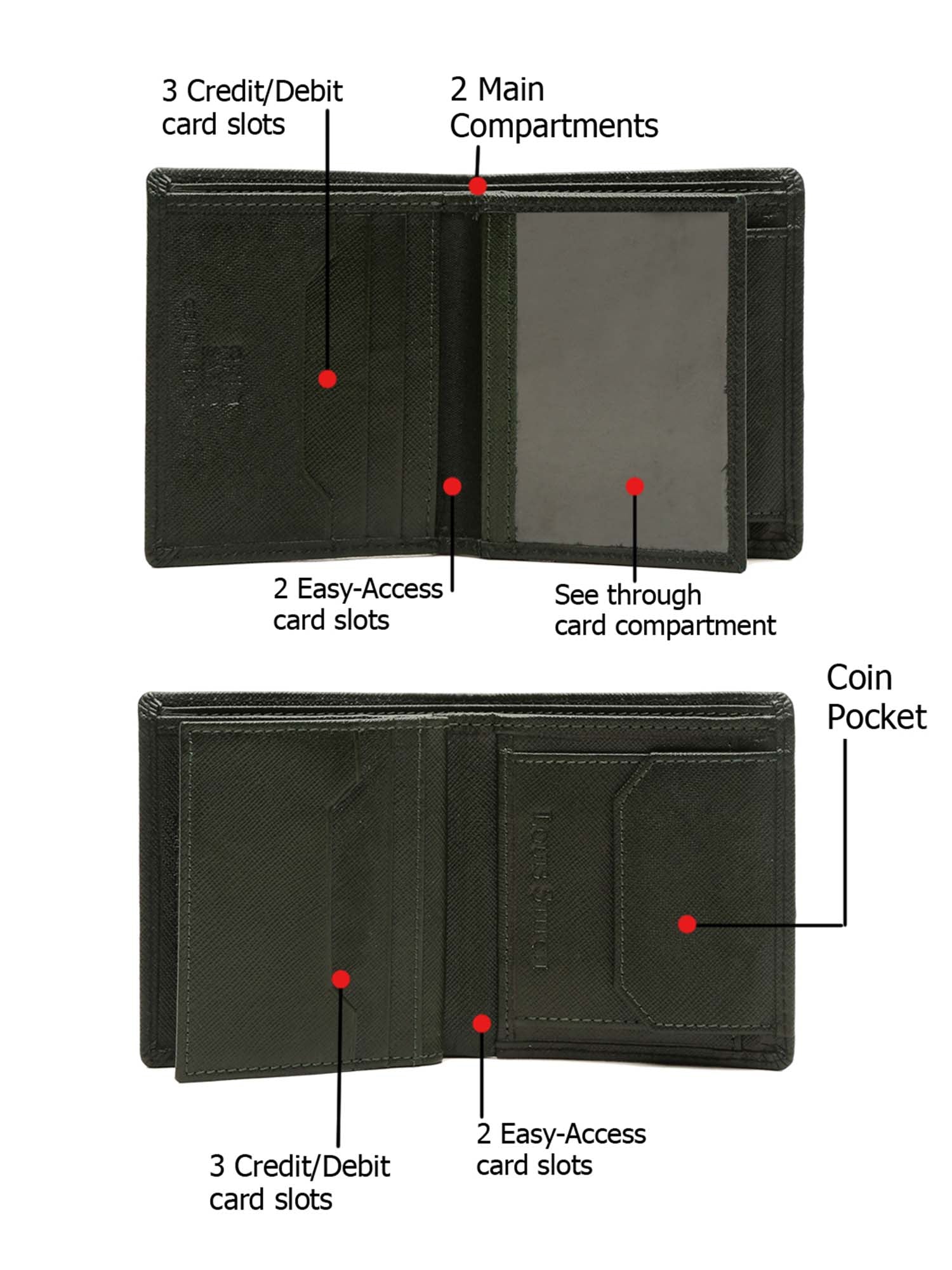 Seaweed Green Italian Saffiano Leather RFID Wallet