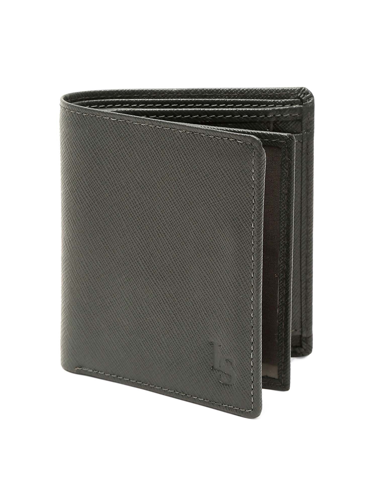 Ash Grey Italian Saffiano Leather RFID Wallet