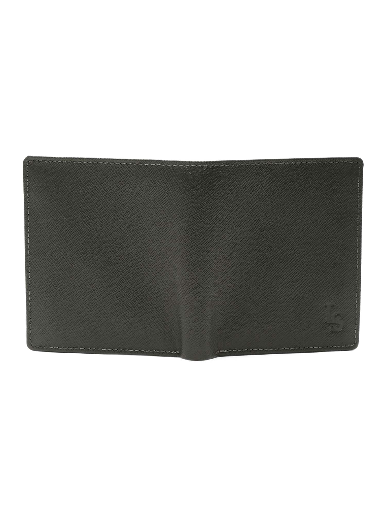Ash Grey Italian Saffiano Leather RFID Wallet