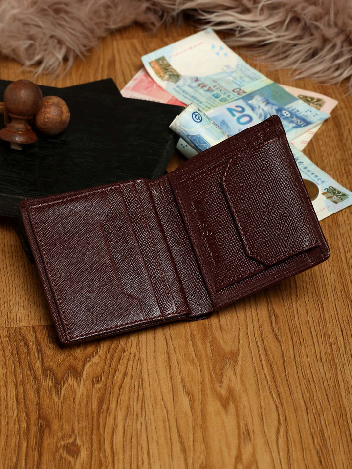  Rosewood Italian Saffiano Leather RFID Wallet