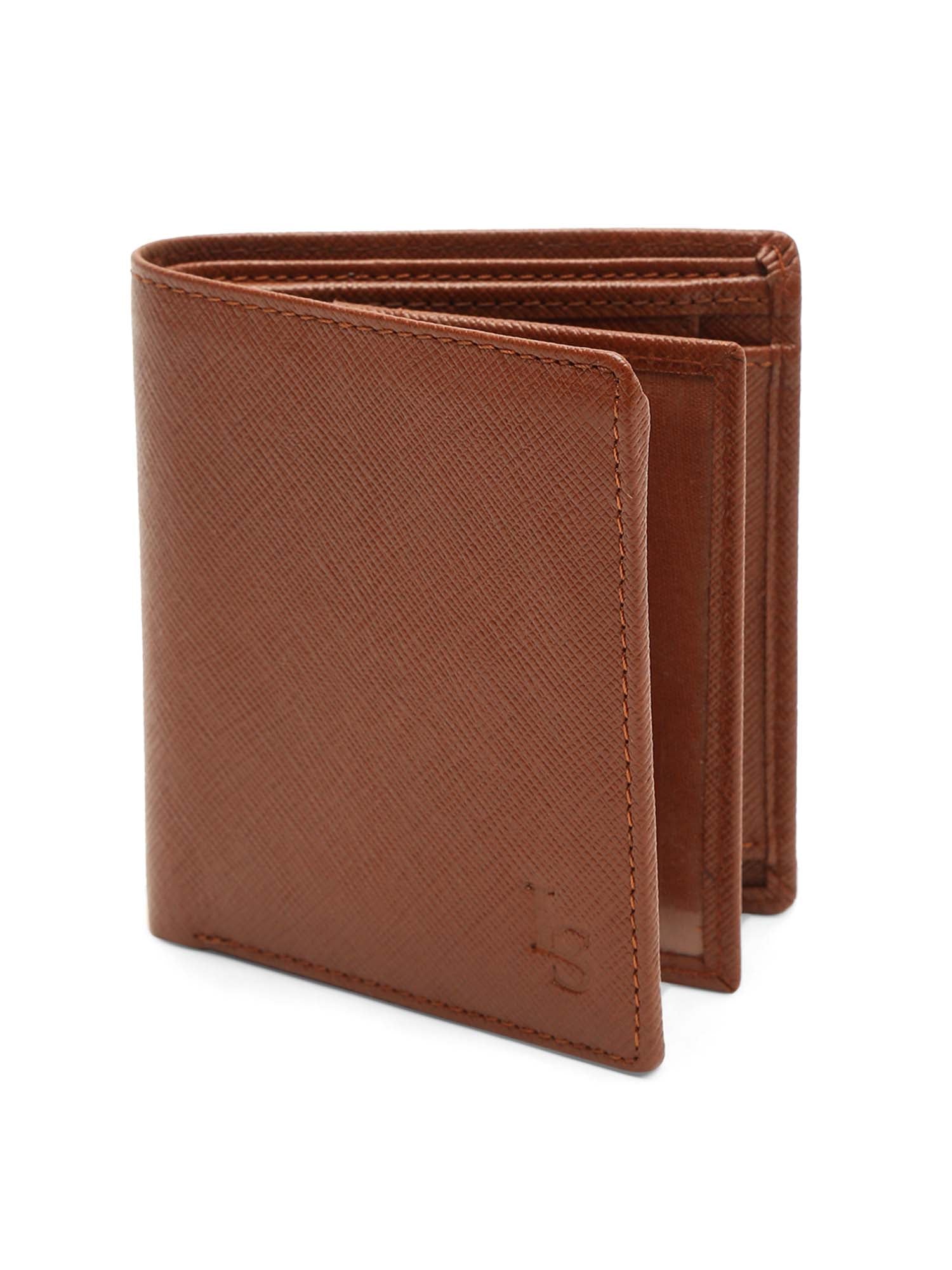 Russet Tan Italian Saffiano Leather RFID Wallet
