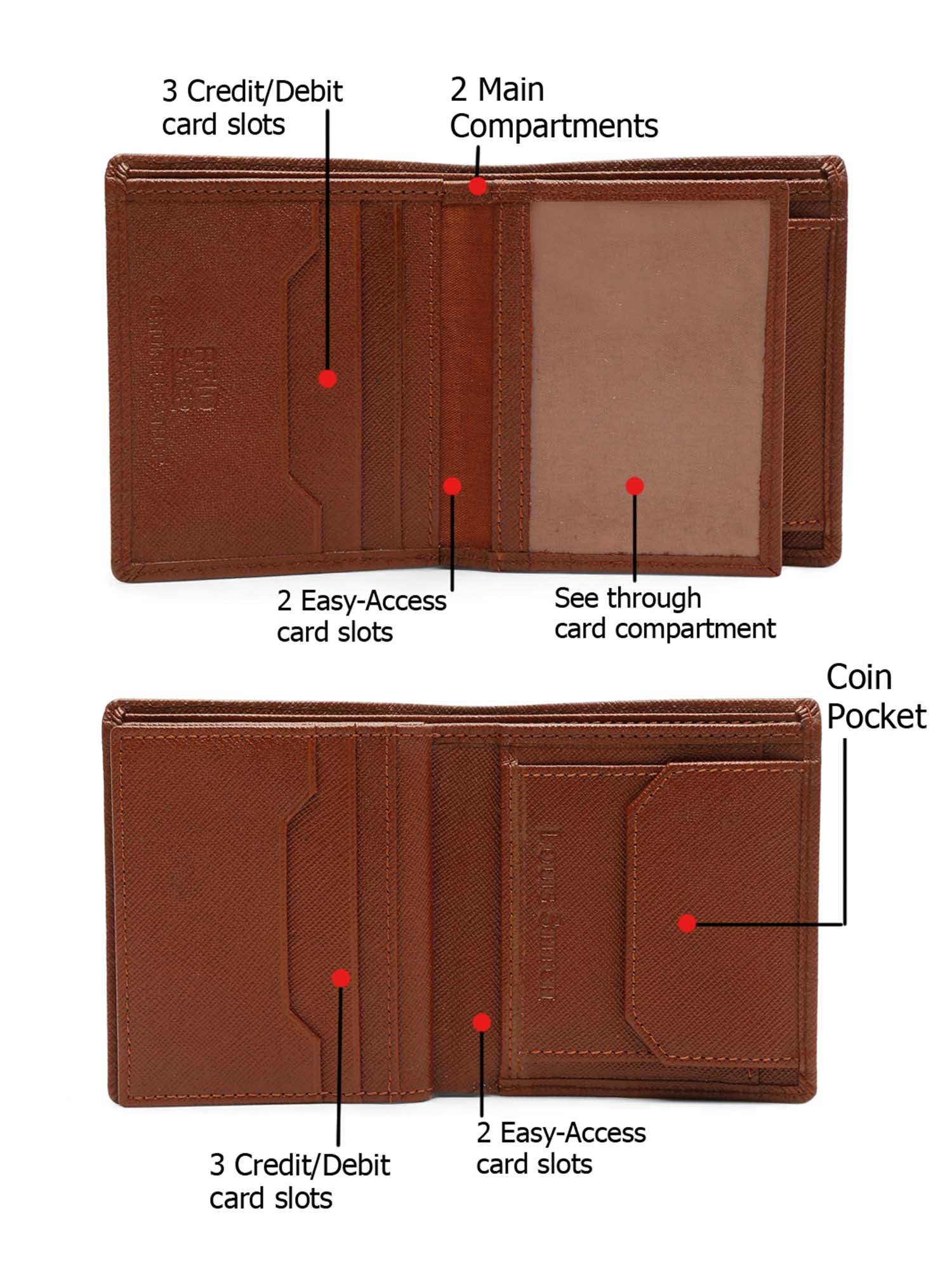 Russet Tan Italian Saffiano Leather RFID Wallet