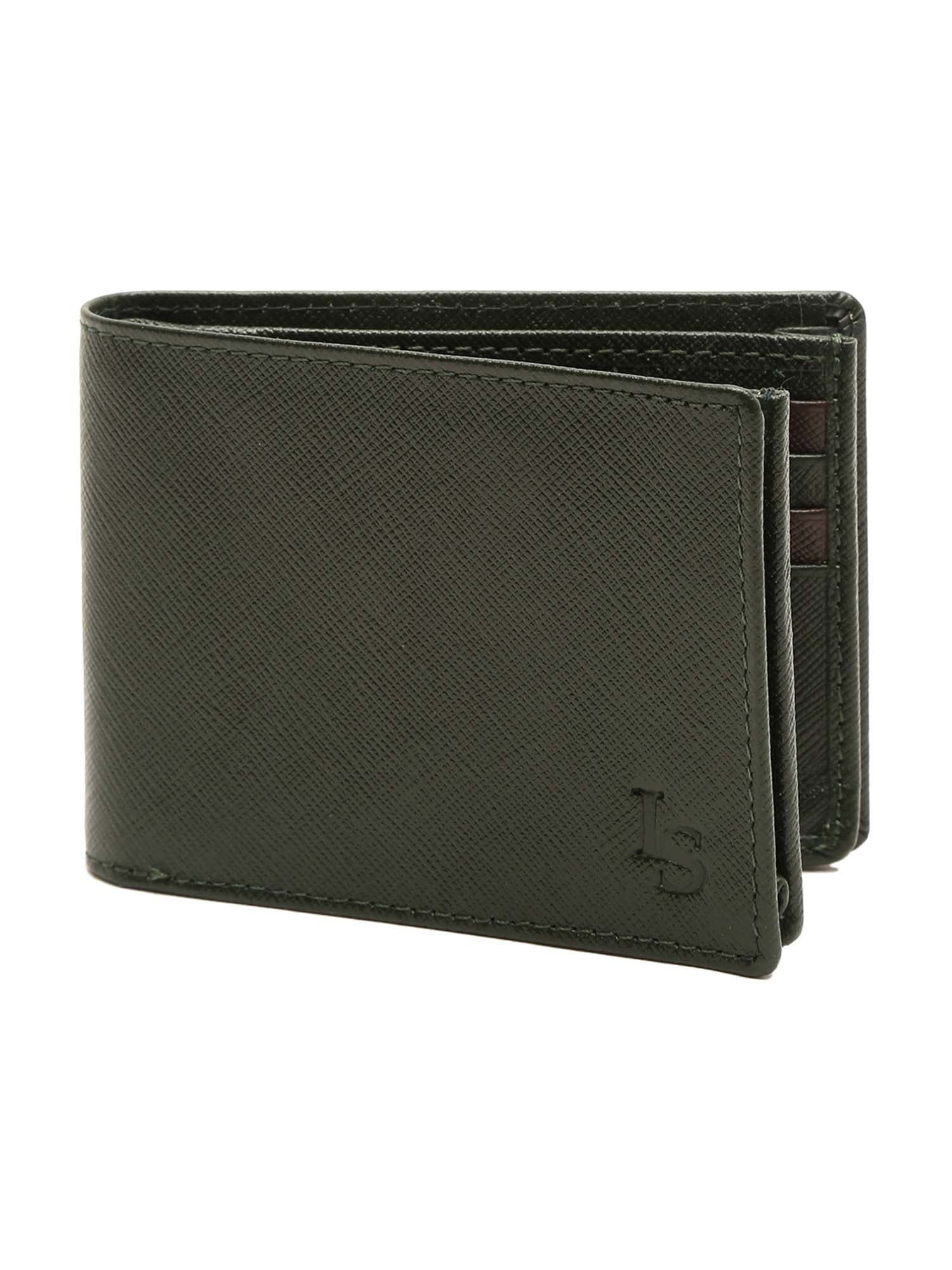 Seaweed Green Italian Saffiano Leather RFID Slim Wallet