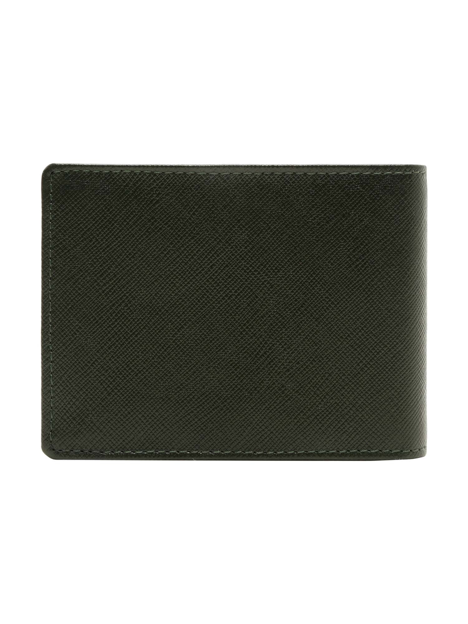 Seaweed Green Italian Saffiano Leather RFID Slim Wallet