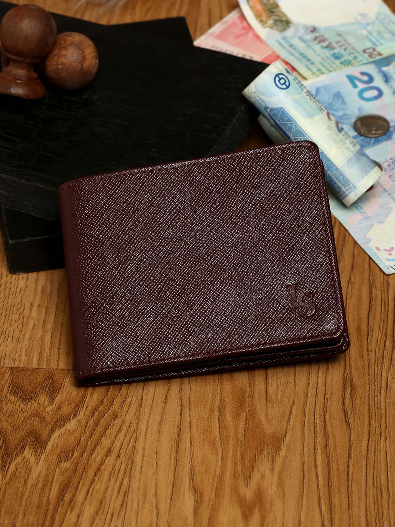 Rosewood Italian Saffiano Leather RFID Slim Wallet