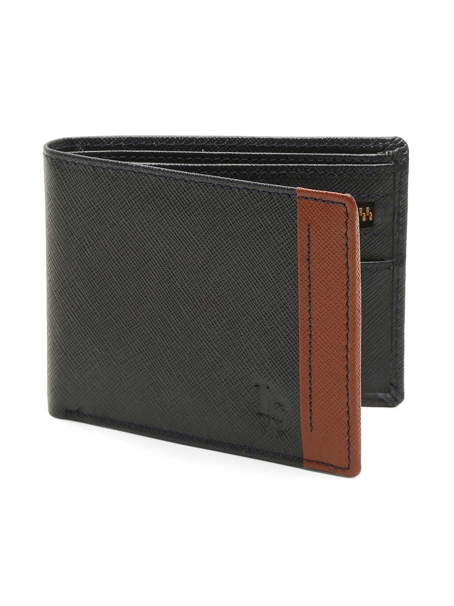 Federal Blue Italian Front Zip Saffiano Leather Wallet