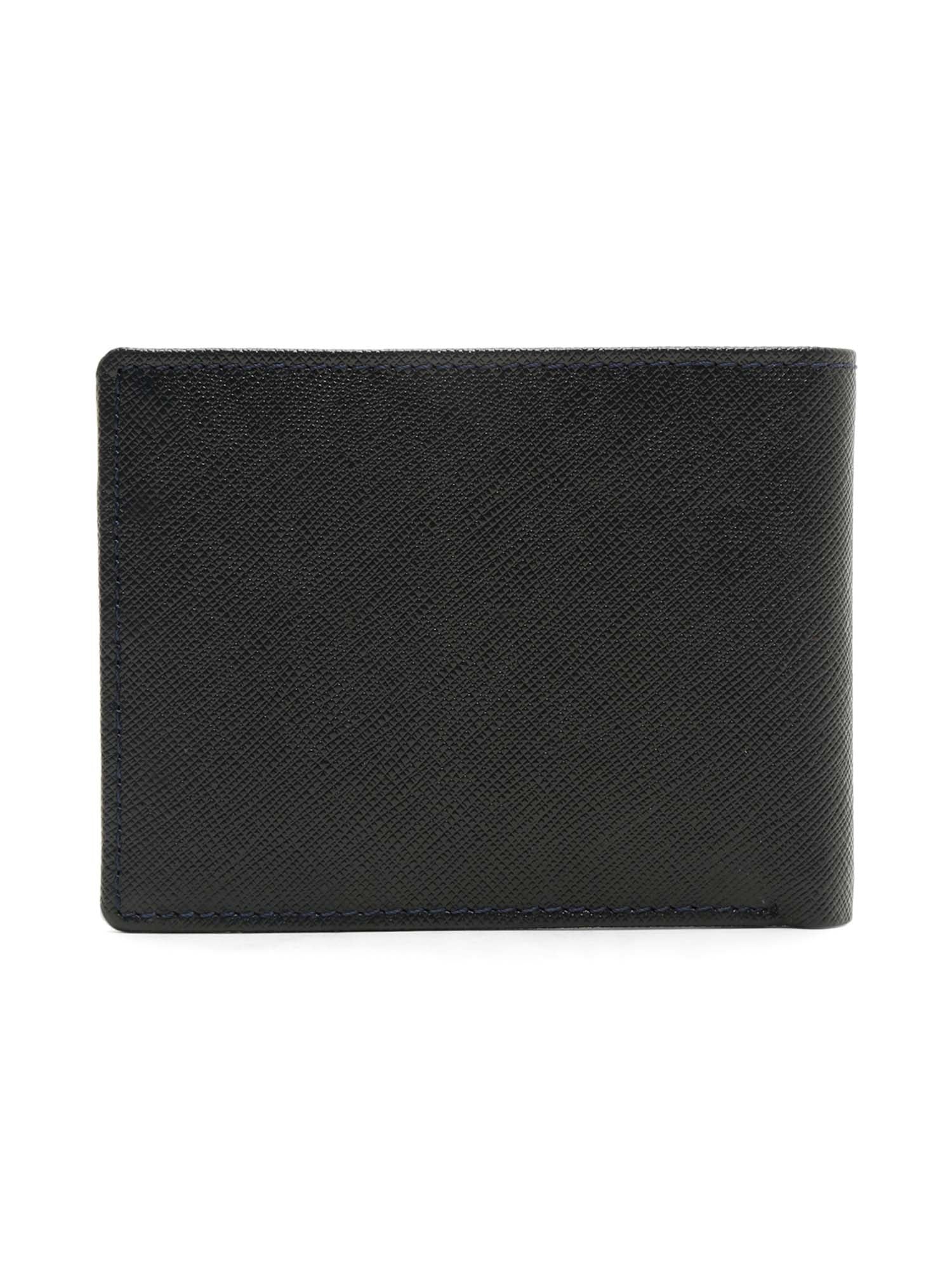 Federal Blue Italian Front Zip Saffiano Leather Wallet
