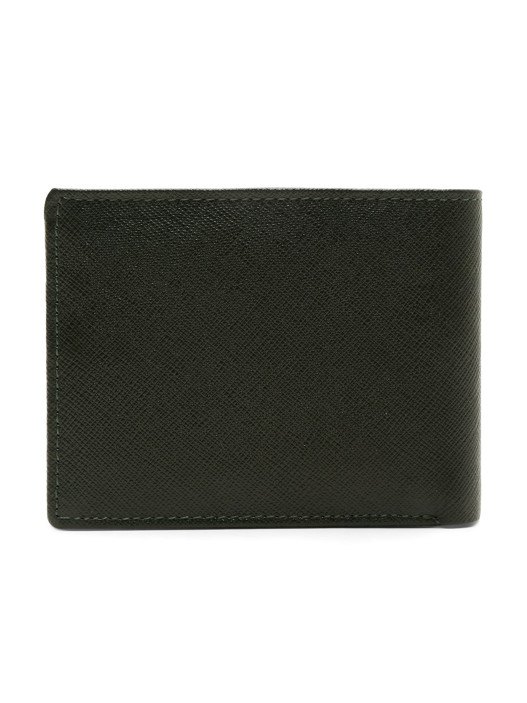 Seaweed Green Italian Front Zip Saffiano Leather Wallet