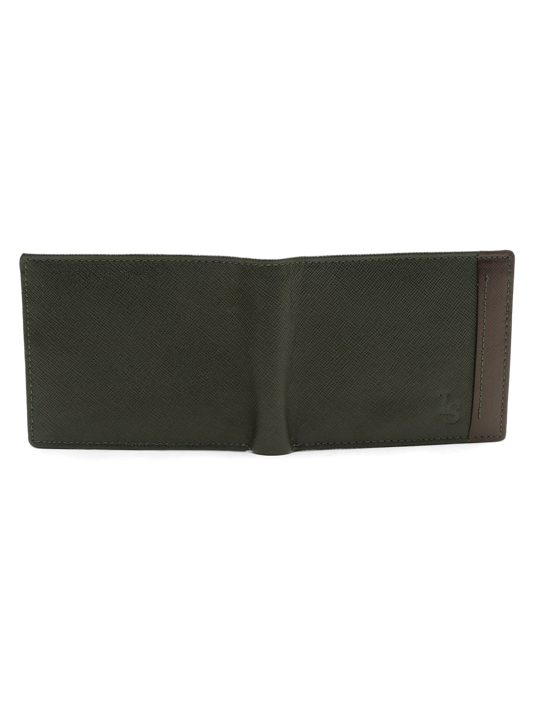 Seaweed Green Italian Front Zip Saffiano Leather Wallet