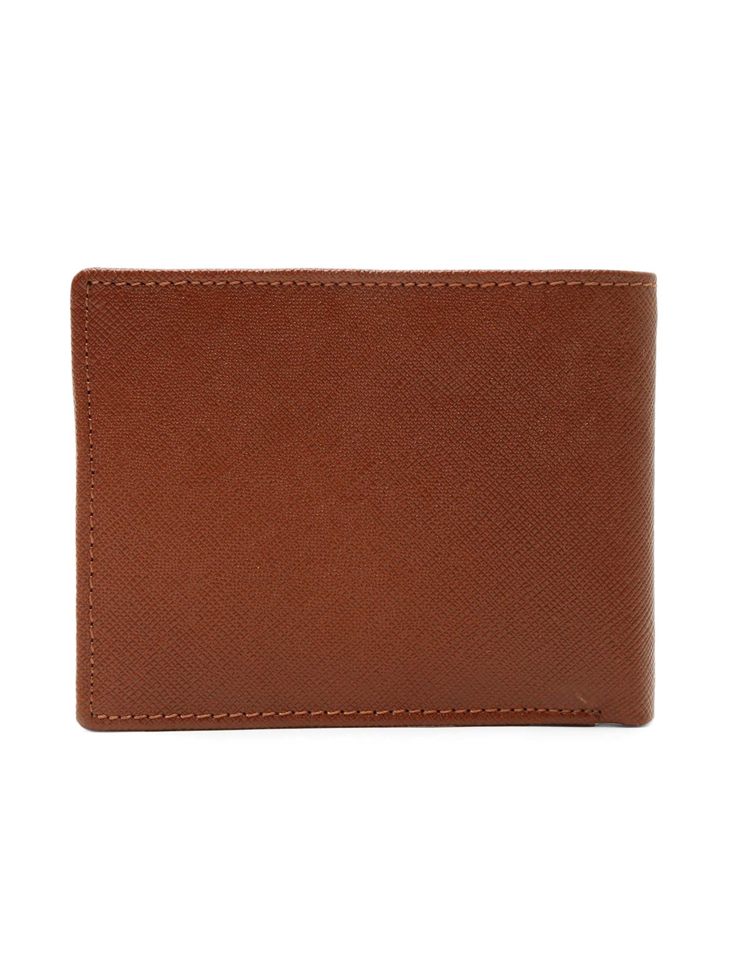 Russet Tan Italian Front Zip Saffiano Leather Wallet