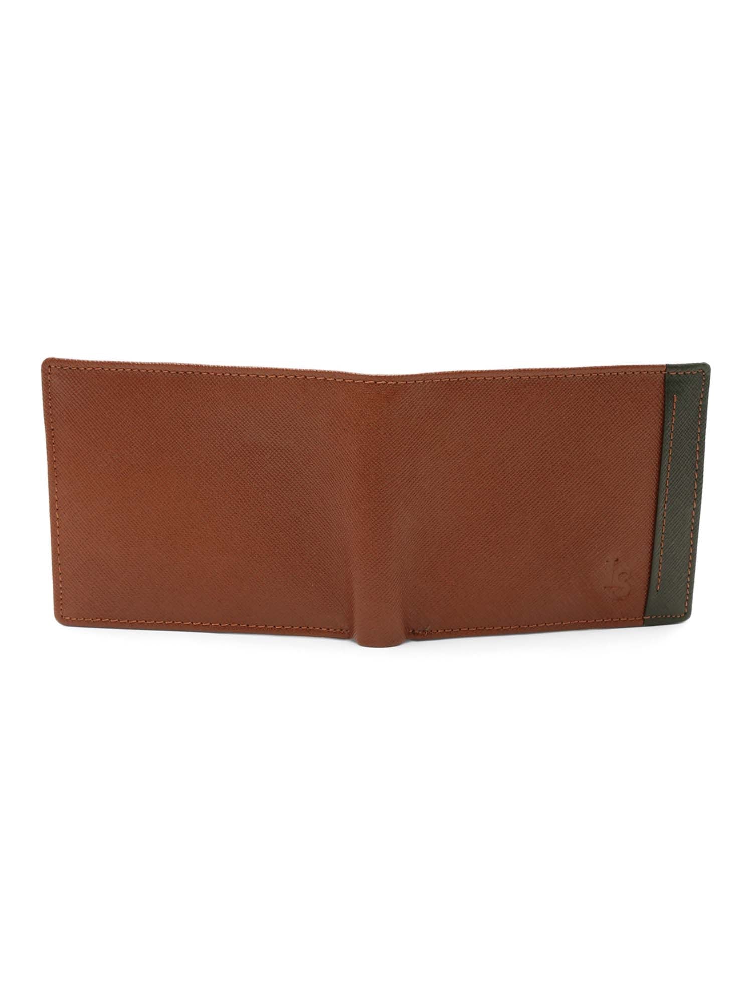 Russet Tan Italian Front Zip Saffiano Leather Wallet