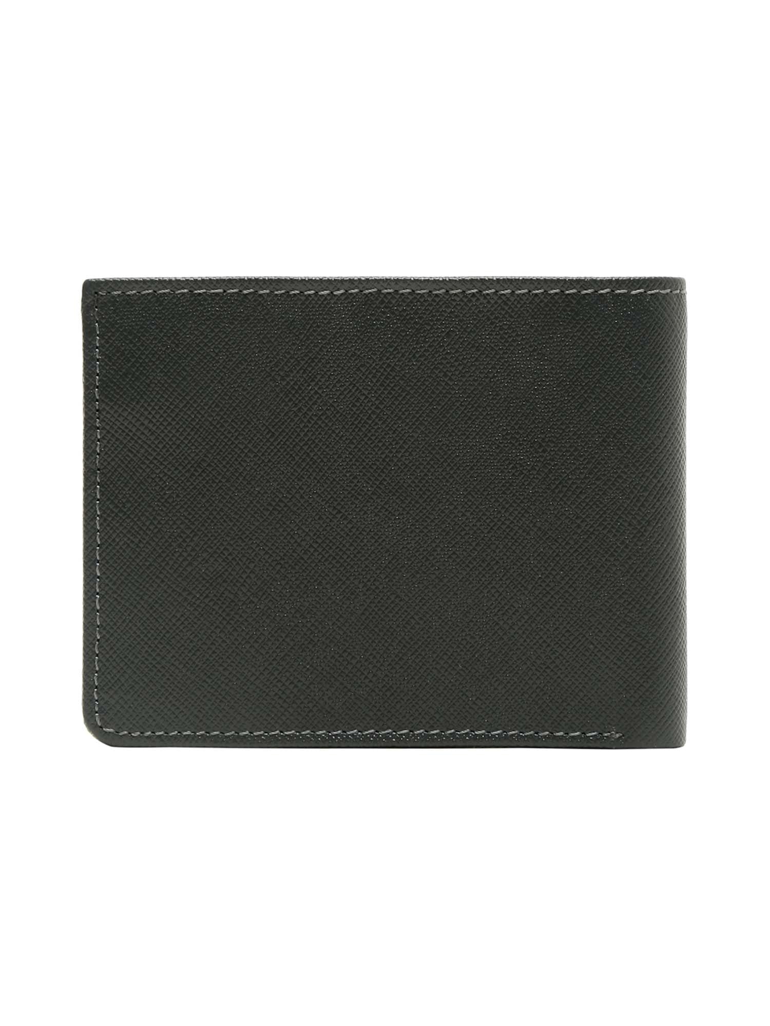 Grey Italian Saffiano Leather Zipper Wallet