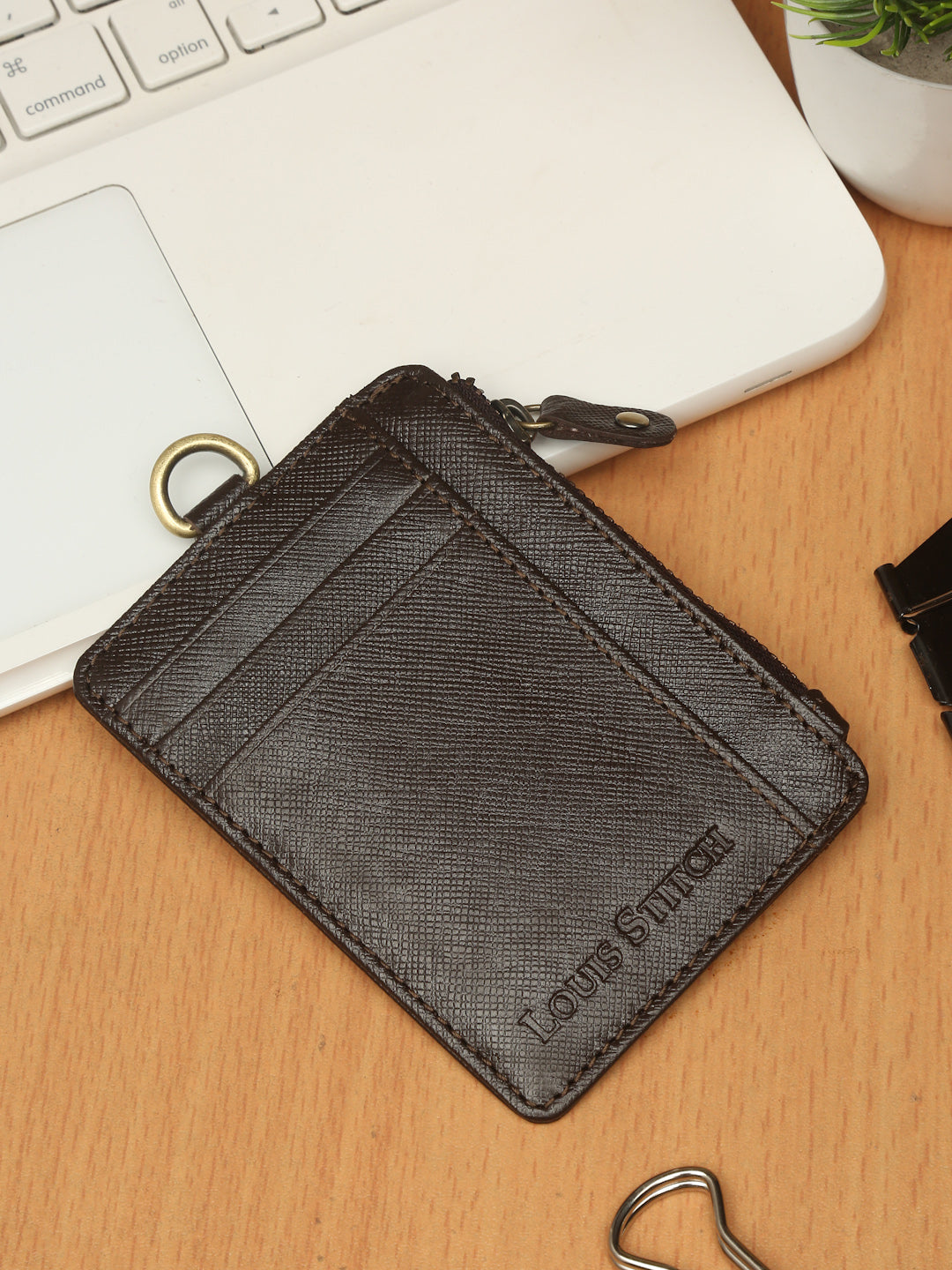 Bistre Brown Italian Saffiano Leather Wallet