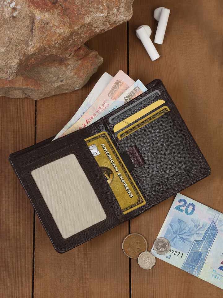  Bistre Brown Italian Saffiano Leather Wallet Note Case