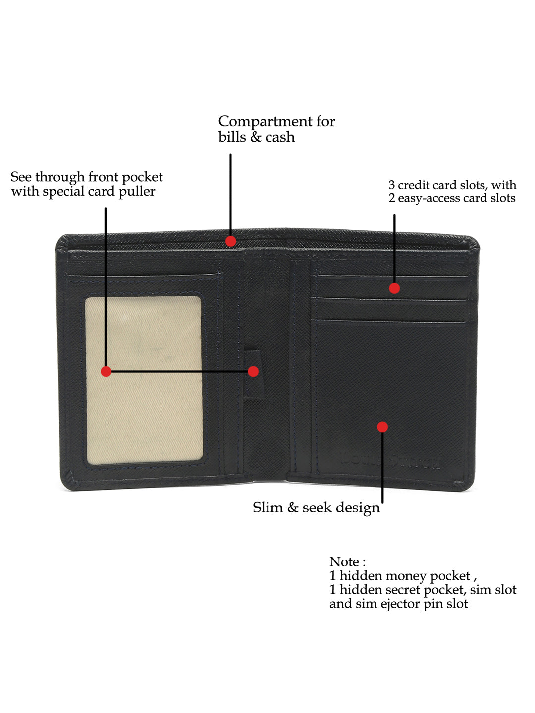 Denim Blue Italian Saffiano Leather Wallet Note Case