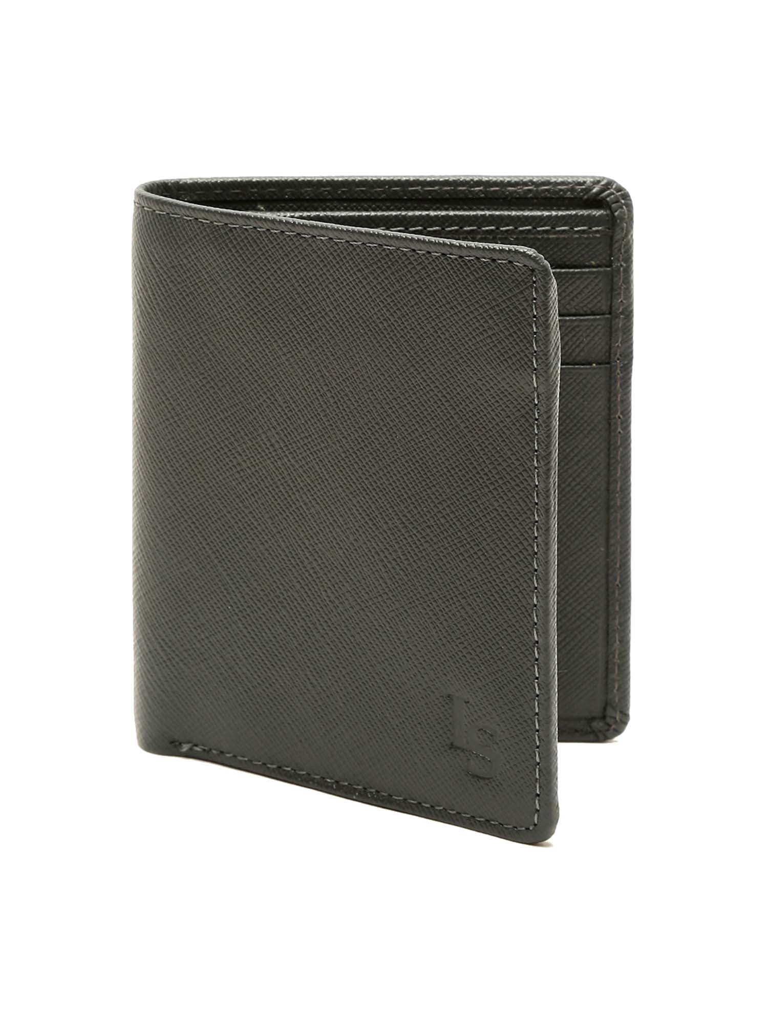 Ash Grey Italian Saffiano Leather RFID Slim Wallet
