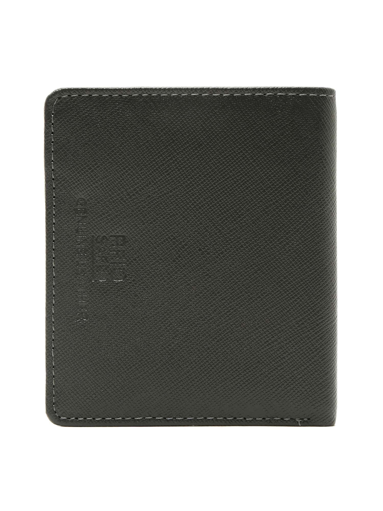 Ash Grey Italian Saffiano Leather RFID Slim Wallet