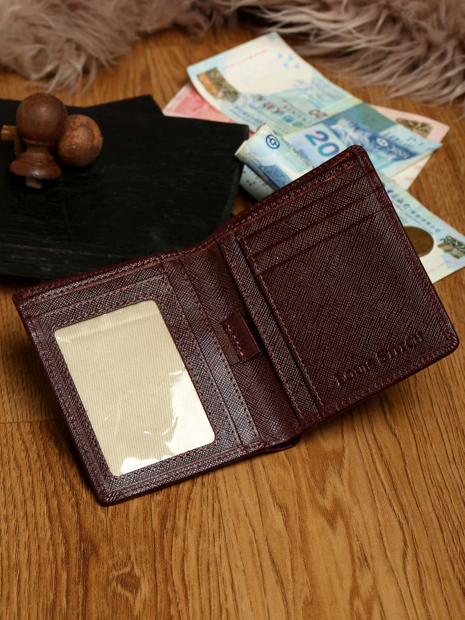 Rosewood Italian Saffiano Leather RFID Slim Wallet