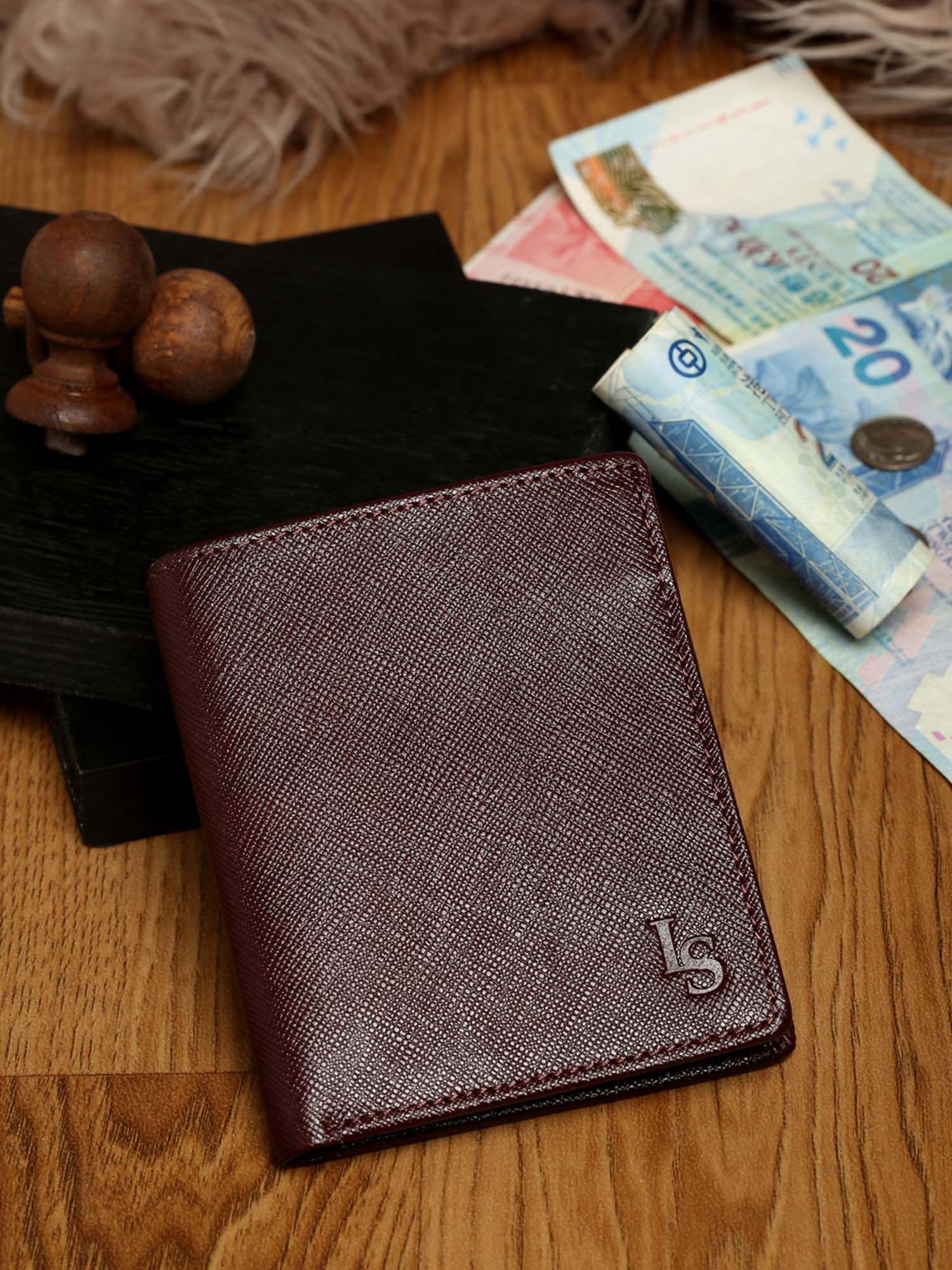 Rosewood Italian Saffiano Leather RFID Slim Wallet