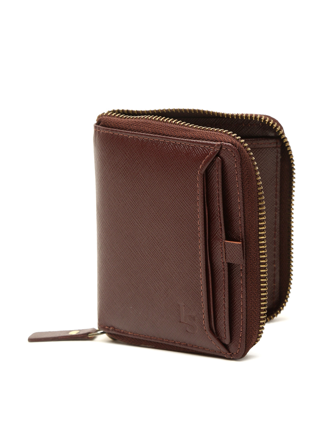 Rosewood Italian Zipper Saffiano Leather Wallet
