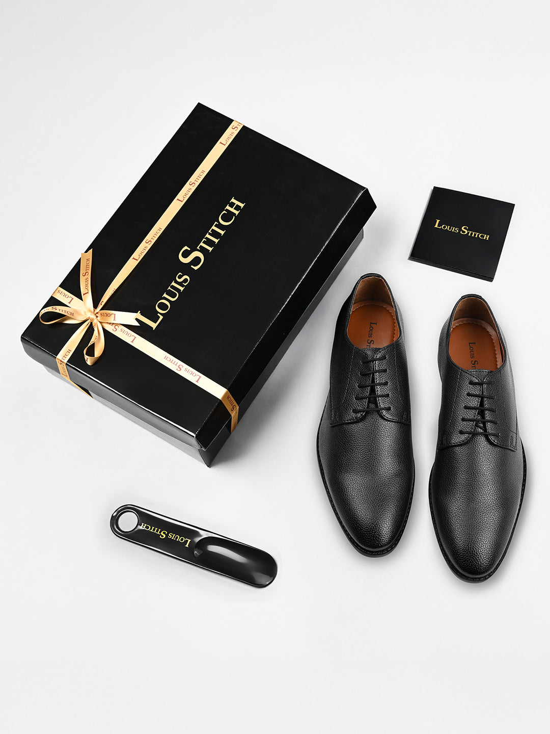 Jet Black Handcrafted Derby Lace Up Shoes