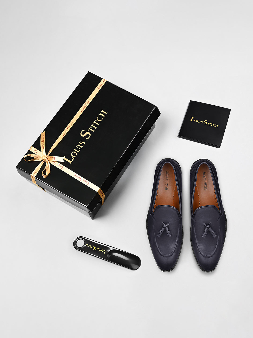 Federal Blue Handcrafted Tassel Moccasins Slipon