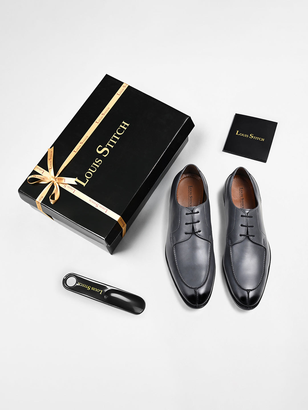 Ash Grey Handcrafted Derby Laceups Shoes