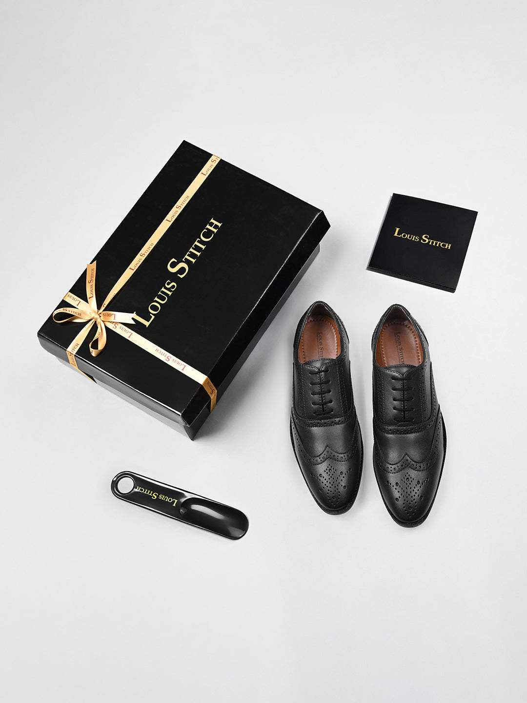 Jet Black Wingtip Brogue Style Comfortable Formal Lace Up Shoes