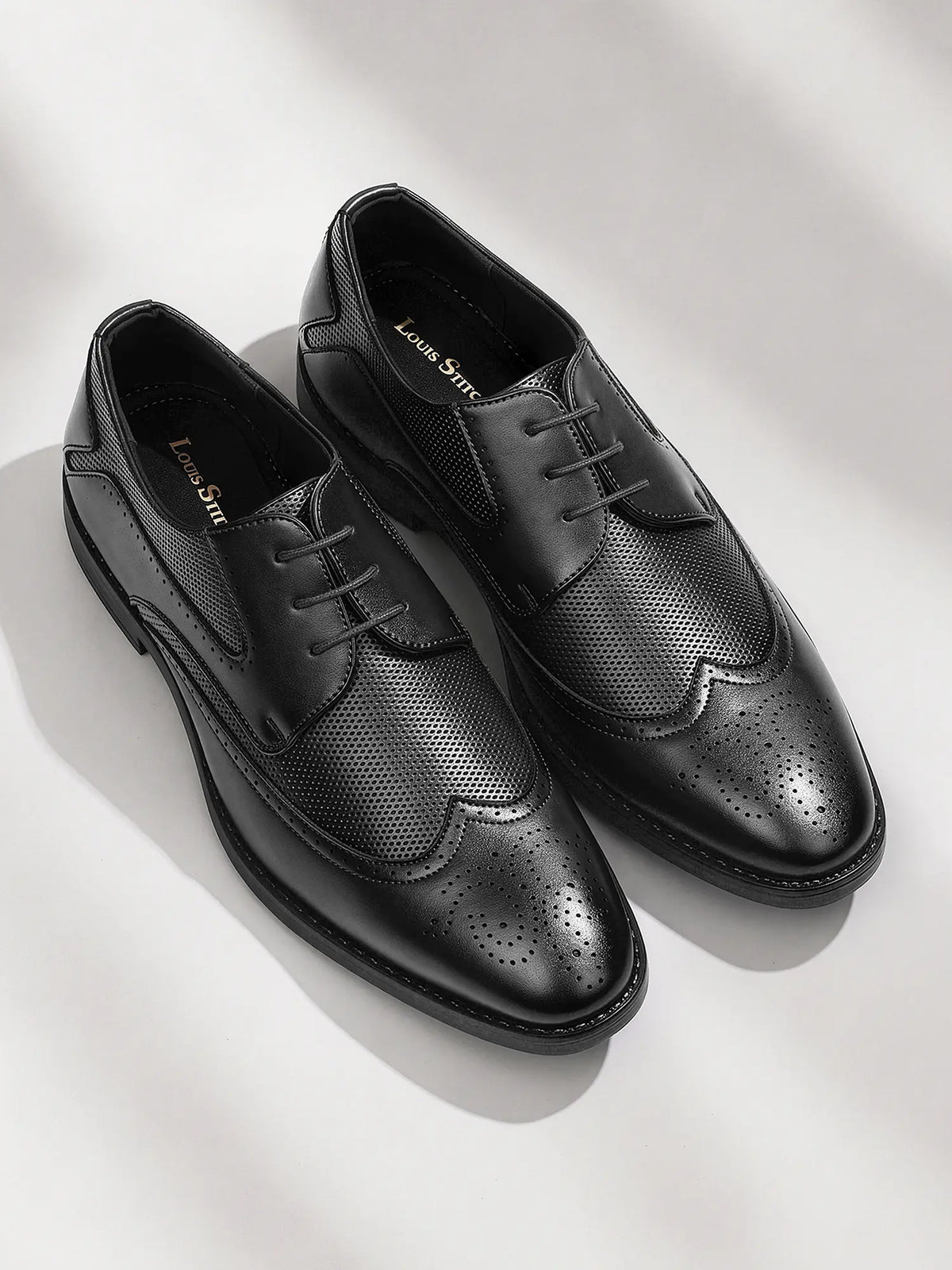 Jet Black Formal Brogue Lace-Up Shoes
