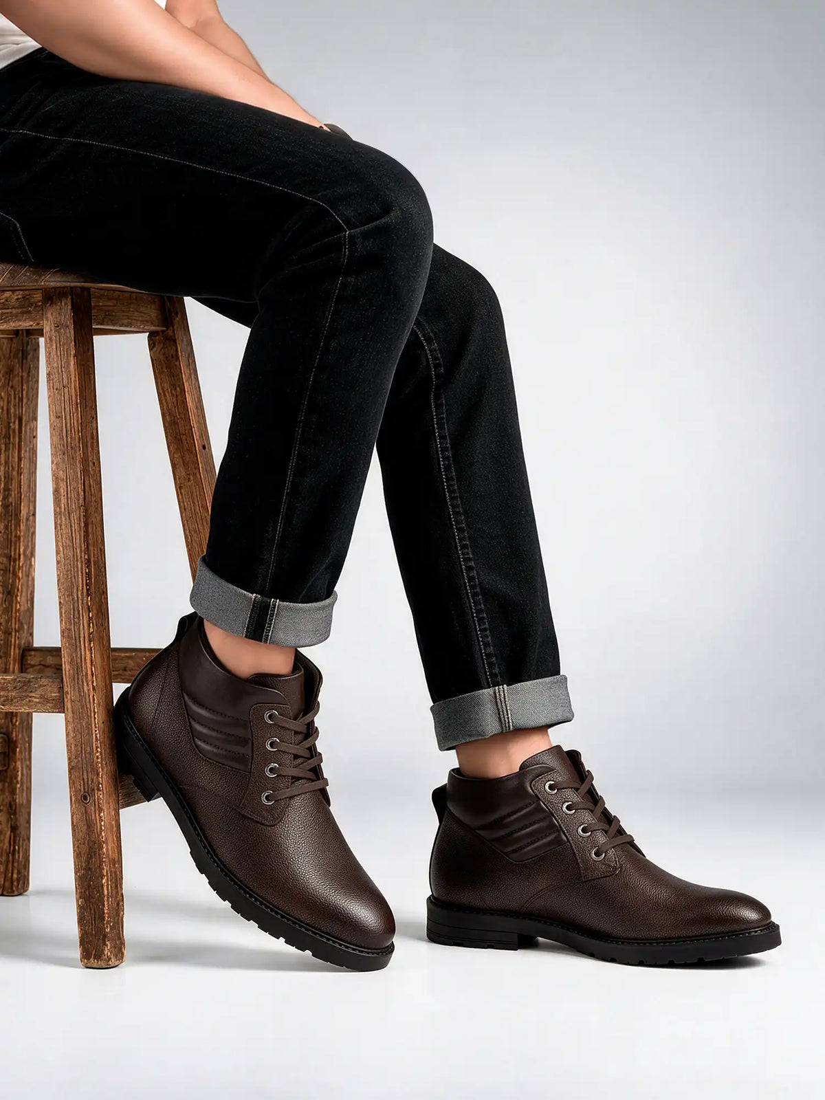 Brunette Brown Handcrafted Italian Leather High Ankle Chukka Boots
