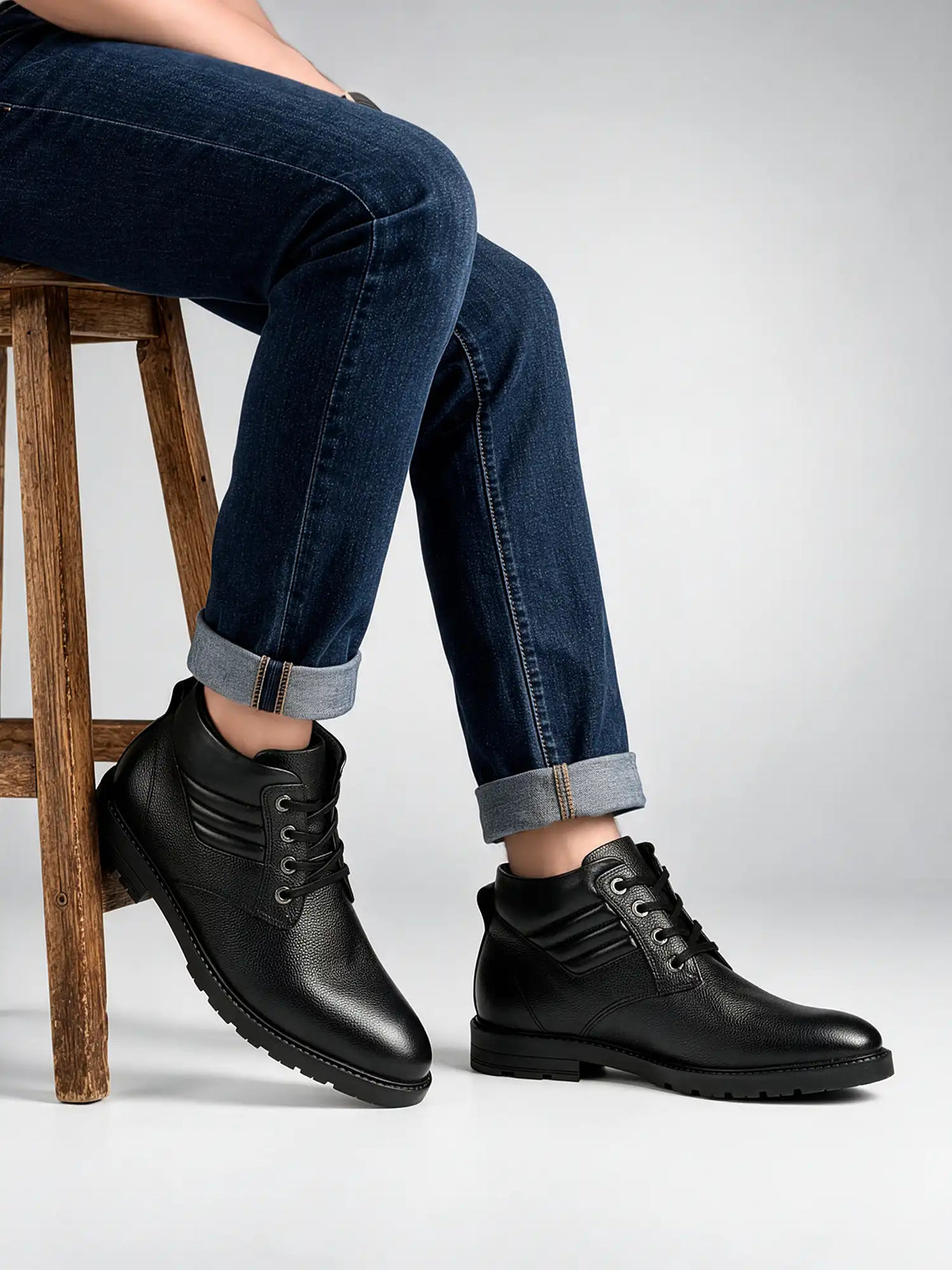 Jet Black Handcrafted Italian Leather High Ankle Chukka Boots