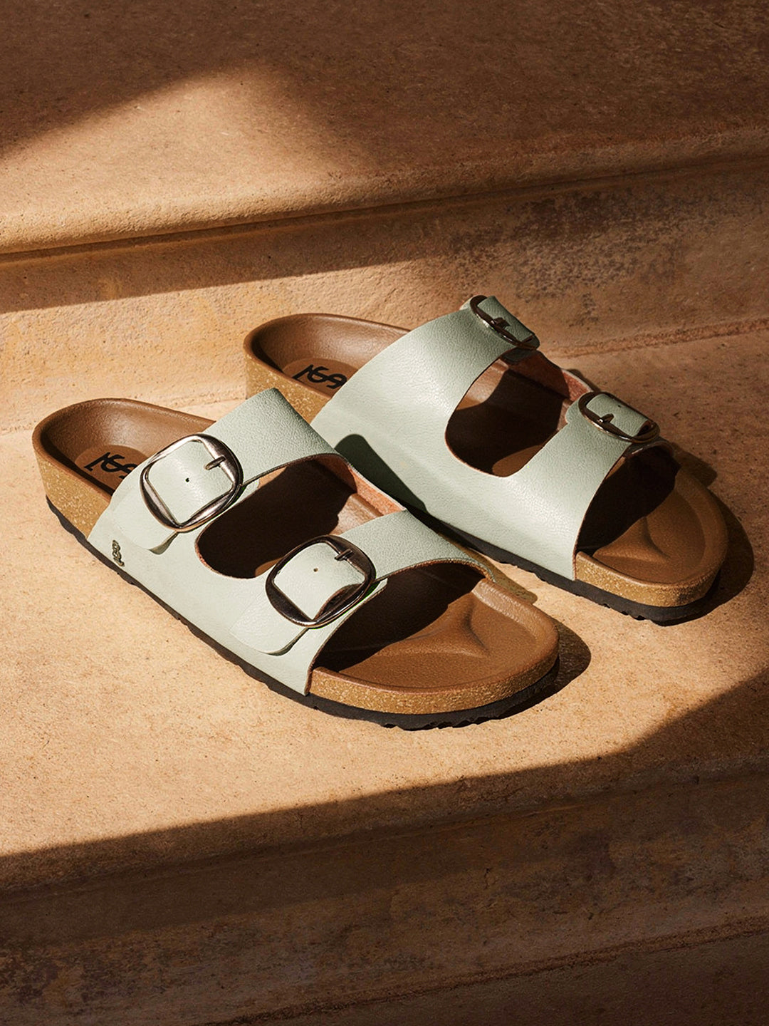 Cool Mint Double Strap Lightweight Open Toe Cork Sandal