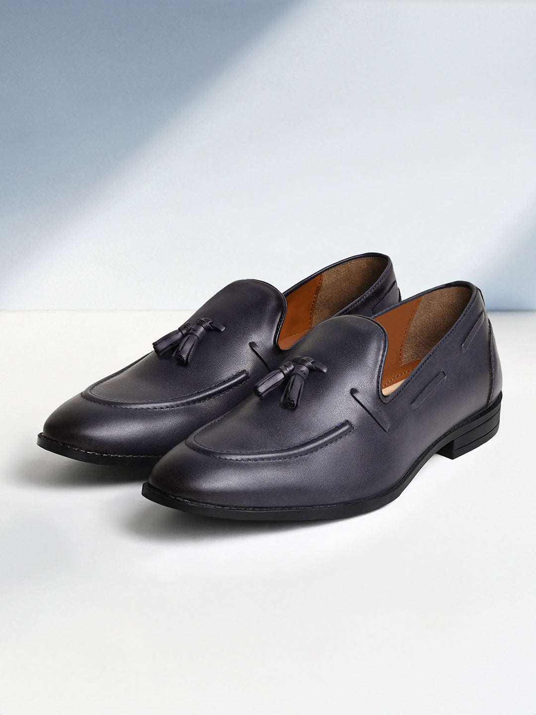 Federal Blue Handcrafted Tassel Moccasins Slipon
