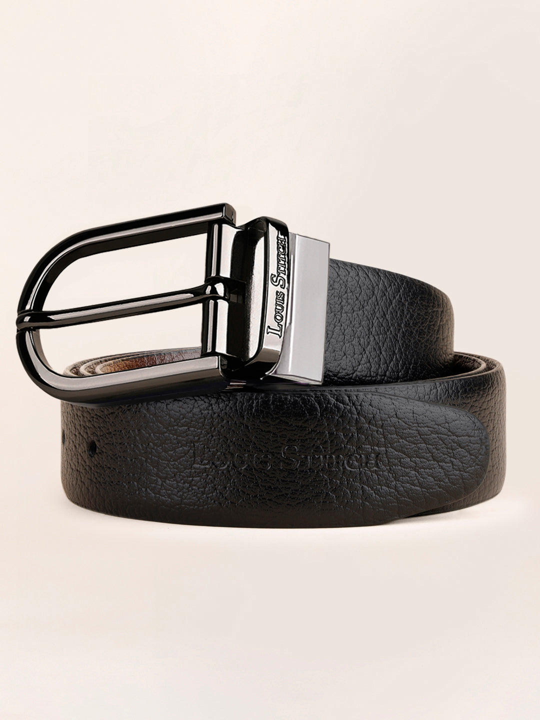 Men's Black & Brown Formal Italian Leather Reversible Belt For Men