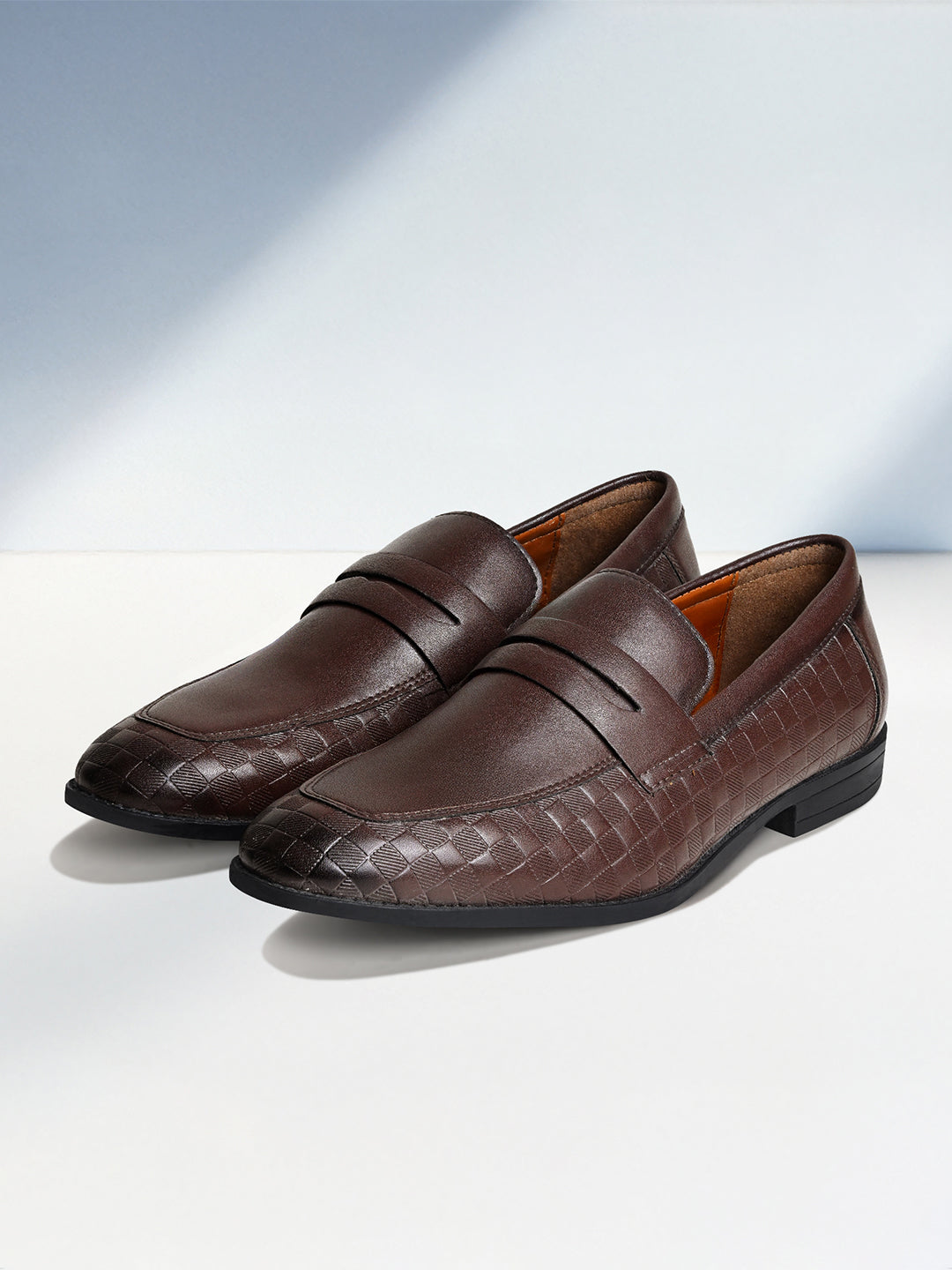 Brunette Brown Embossed Moccasin Slipon