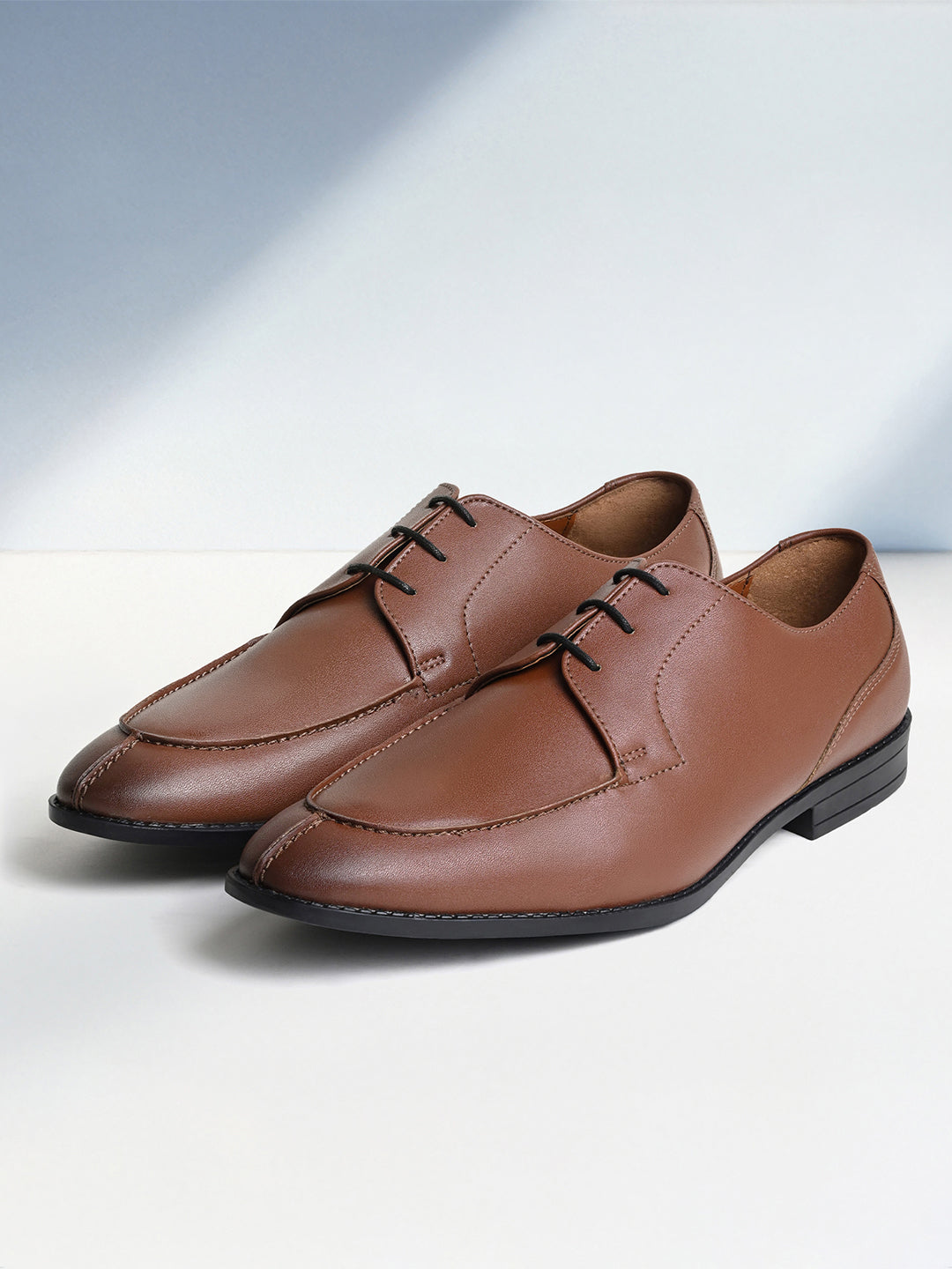 Tan Handcrafted Derby Laceups Shoes