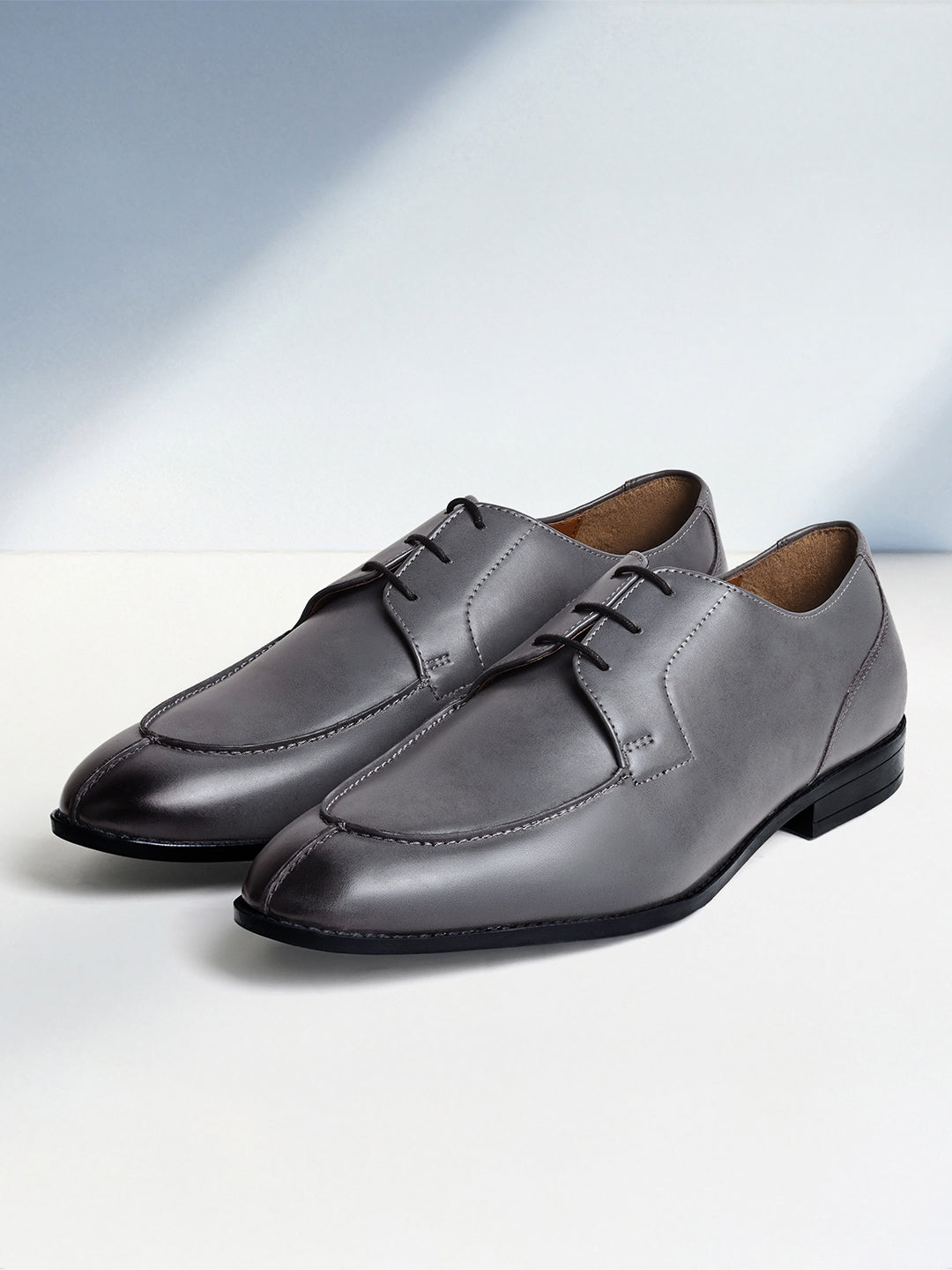 Ash Grey Handcrafted Derby Laceups Shoes