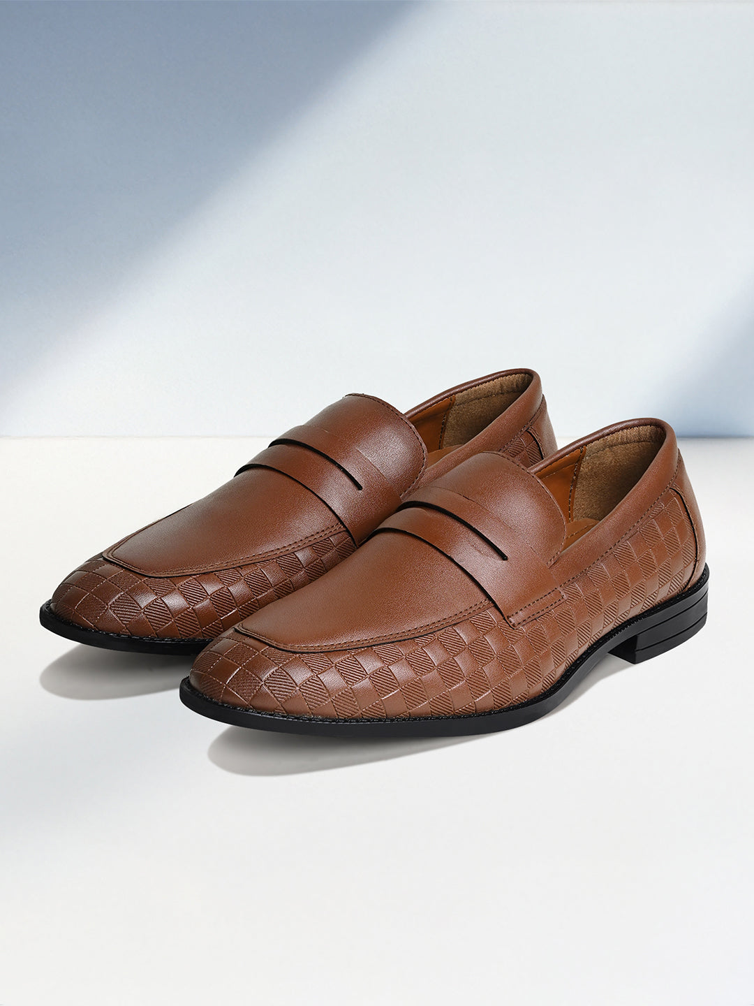 Tan Handcrafted Embossed Moccasin Slipon