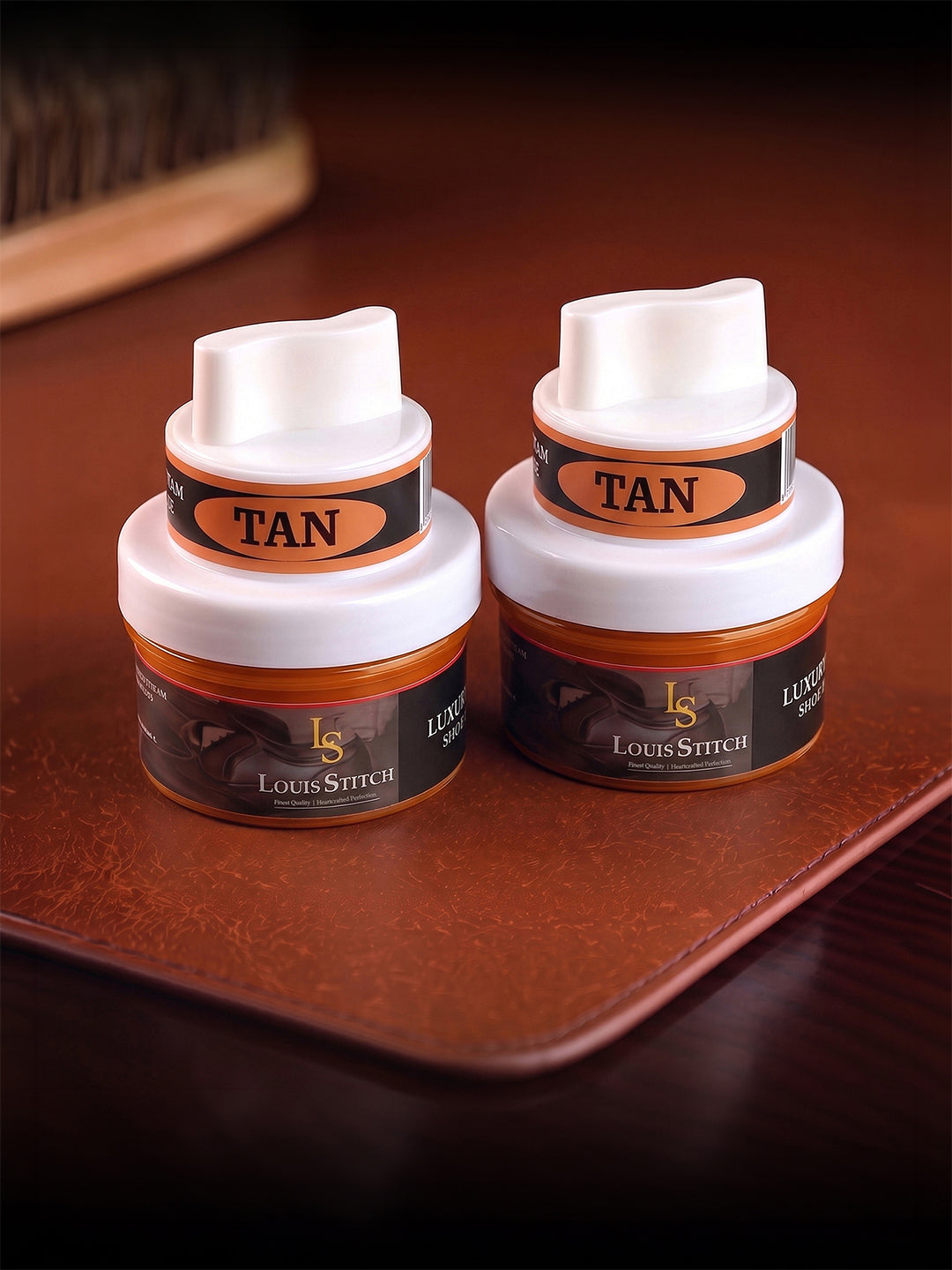 Tan Leather Shoe Cream with Applicator - Best for Shoes and other leather articles (Pack of 2)