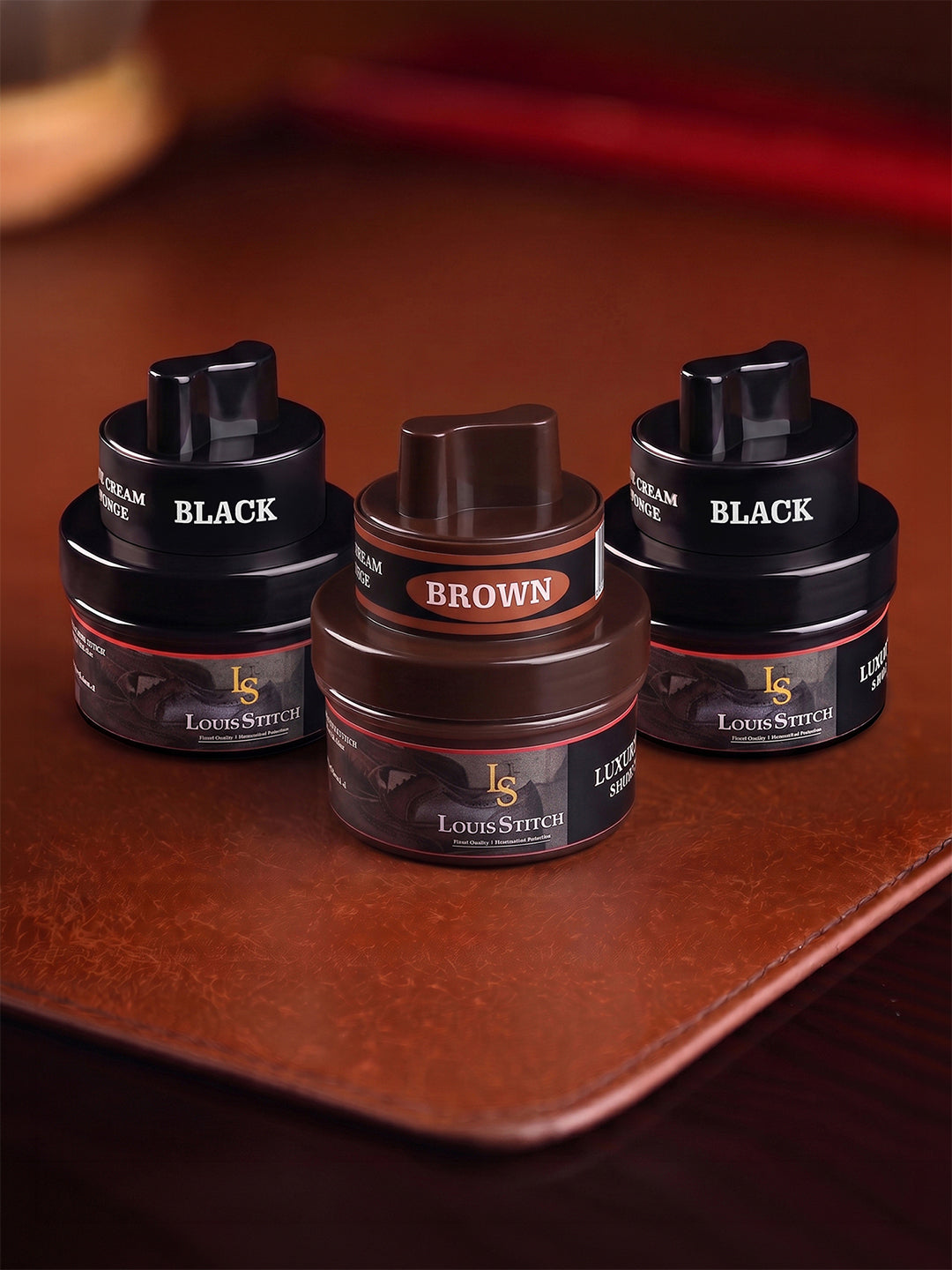 Black & Brown Leather Shoe Cream with Applicator - Best for Shoes and other leather articles (Pack of 3)