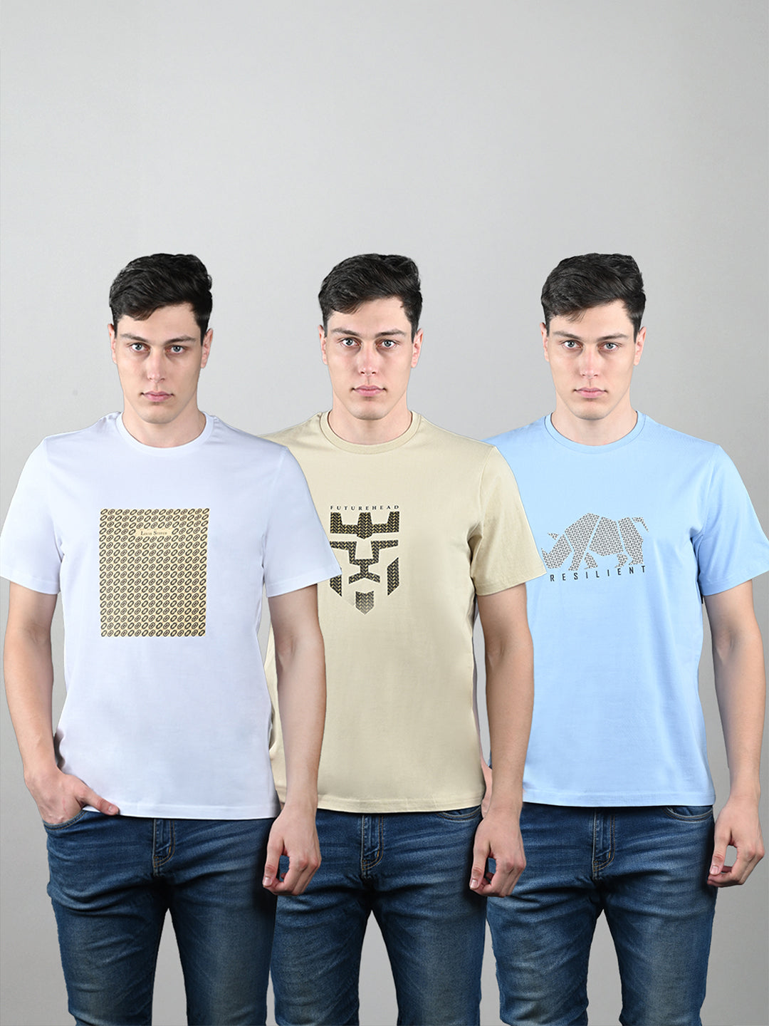 Men's Super Combed Cotton Regular Fit Pack of 3 Roundneck T-shirts