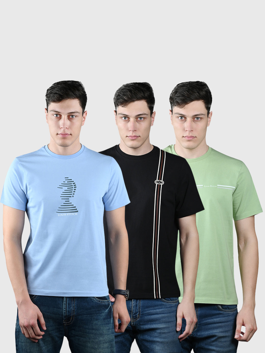 Men's Super Combed Cotton Regular Fit Pack of 3 Roundneck T-shirts