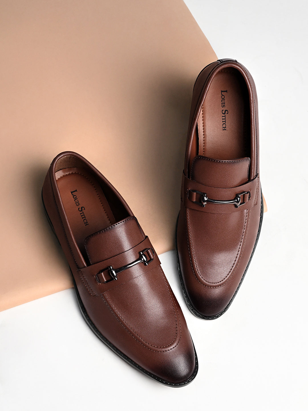 Russet Tan Shoes Slipon Style Comfortable Moccasins with Buckle