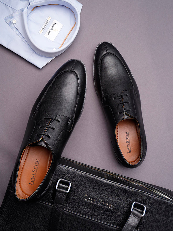 LOUIS STITCH Men's Brunette Brown Derby Formal Shoes Handmade Italian –  SaumyasStore