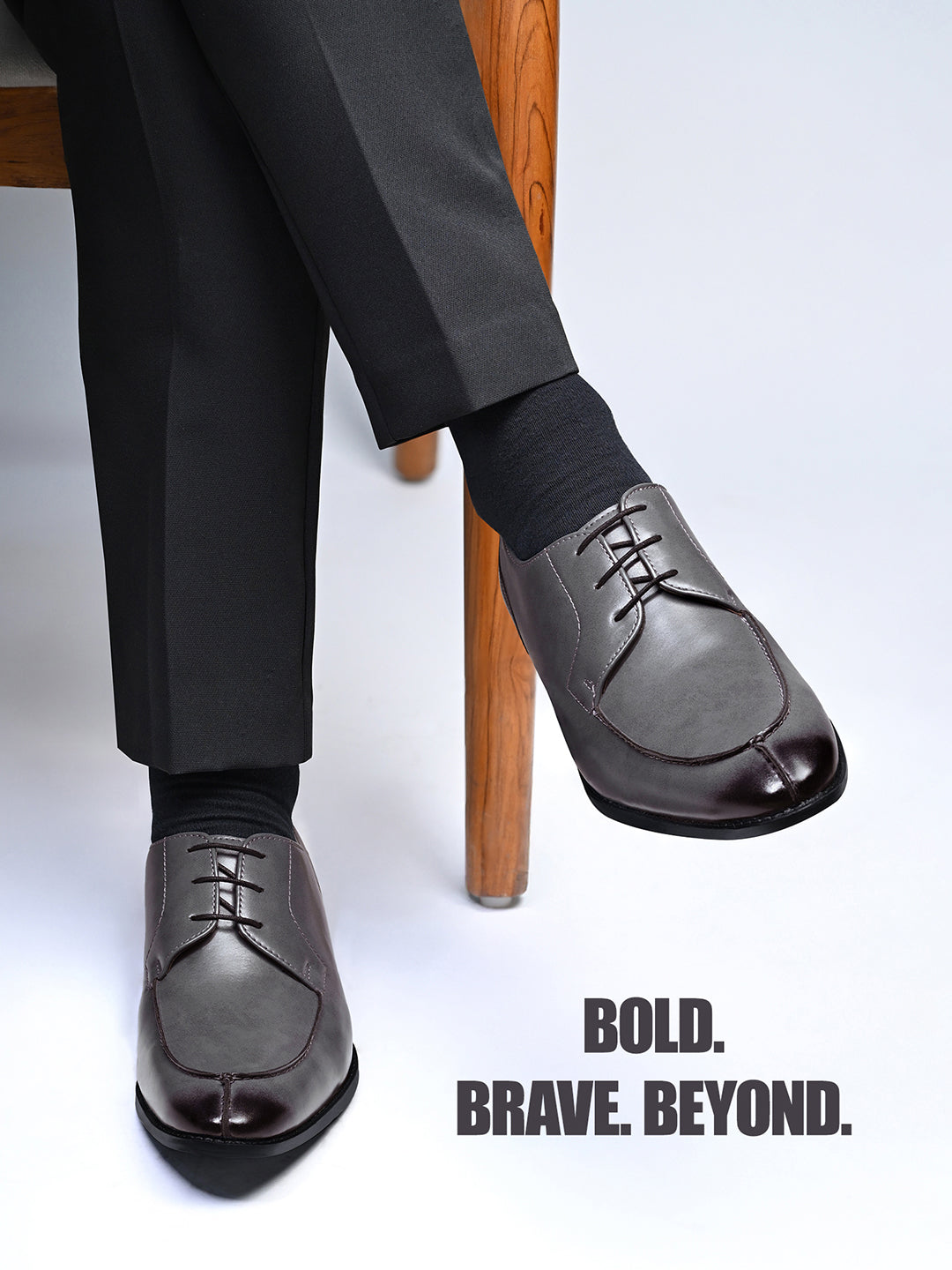 Ash Grey Handcrafted Derby Laceups Shoes