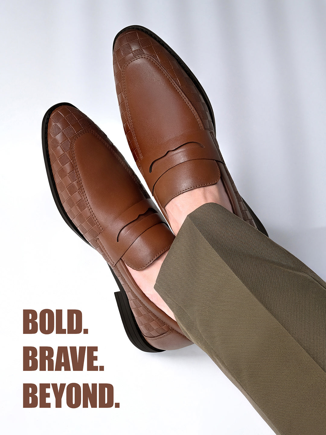 Tan Handcrafted Embossed Moccasin Slipon